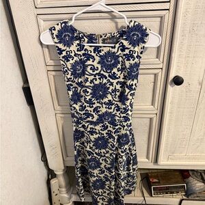 APRICOT Navy and Cream Patterned Mini Dress